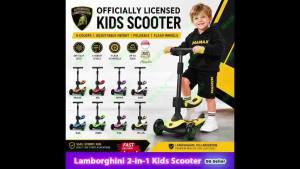 MAMAX[SG Stock]Officially Licensed Lamborghini Kids Scooter with Removable Seat ★ 3-Wheel ✅ Foldable ✅ Adjustable Height ✅ Light