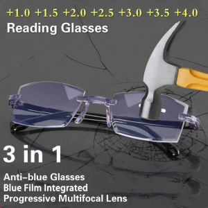Reading Glasses for Men Women Anti Blue Light Blue Film Integrated Glasses 0 +1.0 +1.5 +2.0 +2.5 +3.0 +3.5 +4.0