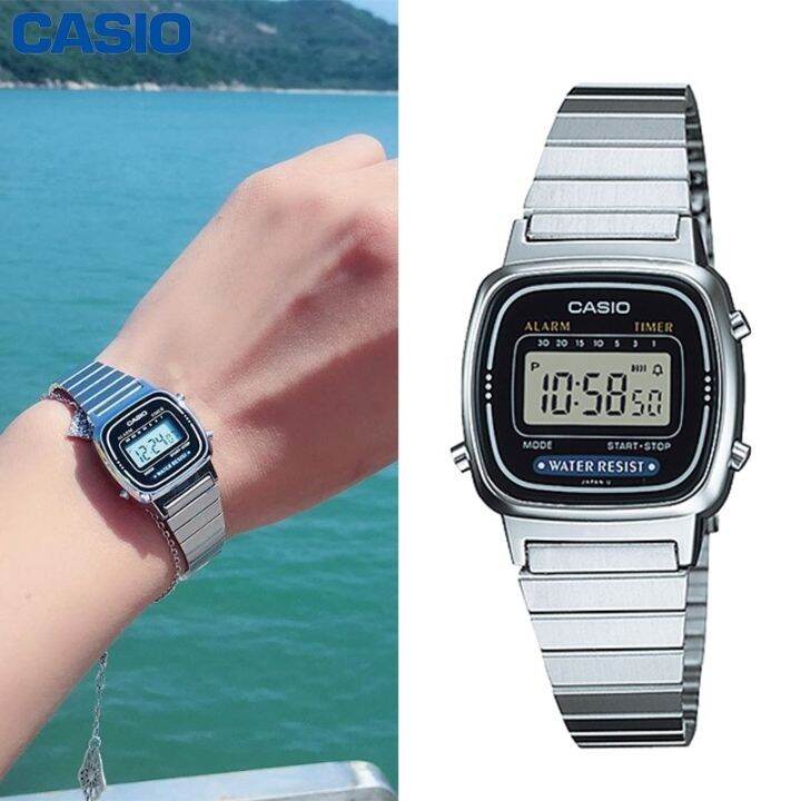 HOT Casio Watch La 670wa Silver Small Women s Digital Watch With Casio Box Lazada PH