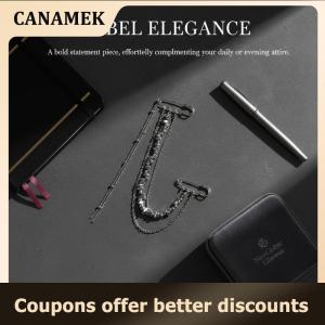 【 CANAMEK 】 Metal Chain Pendant Long Tassel Brooch For Women Handmade Beaded Suit Coat Pins Jewelry Accessories