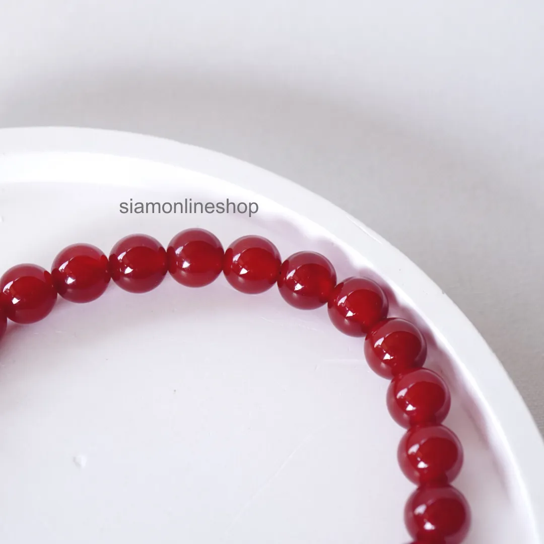 CARNELIAN หินคาร์เนเลียน เลือกขนาดเม็ดหินได้ (4, 6 มม.) หินแห่งความอวยพร สร้อยข้อมือหินแท้