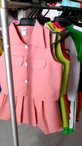 (พร้อมส่ง) ชุดเด็กหญิง ใส่ออกงาน เสื้อครอป ชุดกระโปรง ฟรีไซส์(2-3ขวบ) 12-15โล