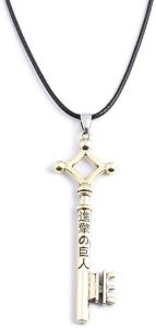 FunBoat AOT Eren Jaeger Key Necklace - Shingeki No Kyojin Anime Cosplay Keychain - Halloween Gifts for Kids Girls Teens Women Men