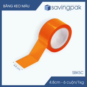 SBK5C - 1 cuộn băng keo màu khổ 4.8cm loại 1kg/6 cuộn - Cam - Băng keo băng dính đóng hàng