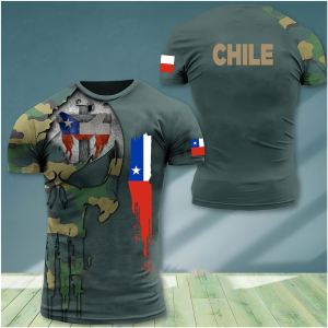 Vintage Chile T-Shirt 3D Print Chilean Flag Shirt O Neck Mens Veterans Short Sleeve Tees Oversized Streetwear Loose Camo Tops