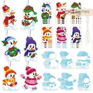 DAITING 24 Sets Christmas Snowman Craft Kits - Winter DIY Ornaments Decorations Art Sets - Make Your Own Snowman Stickers Arts And Craft