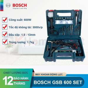 Bộ máy khoan động lực Bosch GSB 600 và bộ dụng cụ 100 chi tiết Bosch