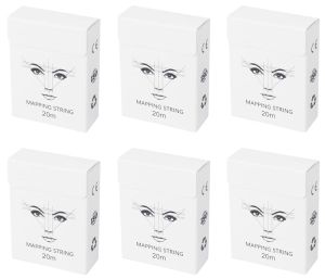 XIAOYU 20M Pre-Inked Eyebrow Mapping String for Eyebrow Measuring Brow Mapping Thread 6 Pack White Black Ink