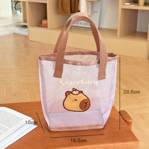 Capybara mesh handbag girly and cute convenient travel beach bag outdoor storage bag capybara bag