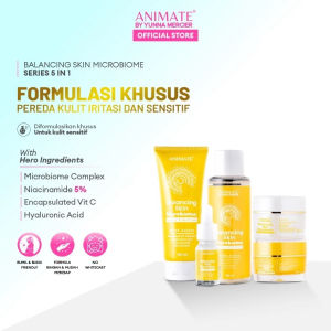 ANIMATE Balancing Skin Microbiome Series 5 IN 1 | Paket Wajah Facial Wash Toner Serum Day Nigh Cream