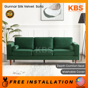 (FREE Installation+Shipping) KBS Gunnar Silk Velvet Sofa / 1 or 2 or 3 Seater / Washable Removable Covers / High Back Support