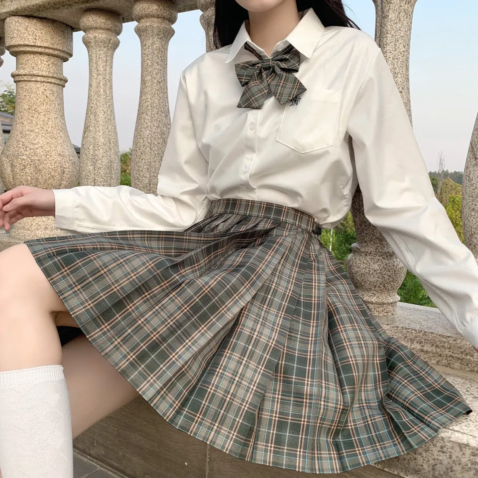 chân váy dài qua gối ✓✠▫ Đầy nữ tính Váy jk chính thống của Nhật Bản eo cao  đồng phục nữ váy xếp ly váy phong cách đại học điểm mùa hè |