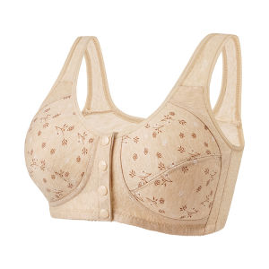 YZLong Moting Shaped cup front buckle underwear for middle-aged and elderly women printed no steel ring wide shoulder strap vest style new large size bra