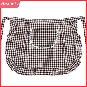 Heabety Tạp dề vuông kiểm tra nửa eo Tạp dề chất liệu cotton chống vết bẩn thoáng khí nấu ăn tại nhà quần áo làm việc phụ kiện nhà bếp