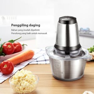 Blender daging Chopper Stainless Meat Penggiling Mincer Elektrik Grinder Chopper Press 2L