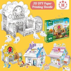 3D DIY Craft Doodle House Painting Cardboard Graffiti Creative Coloring for Kids & Children