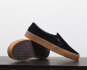 Sepatu Vans Slip On Slop Hitam Gum Tanpa Tali Kasual Pria Wanita Suede Tebal Anti Licin Termurah