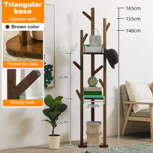 Bag Rack Stand 165CM Wood/Brown Coat Rack With Storage Space Wooden Bag Stand Organizer