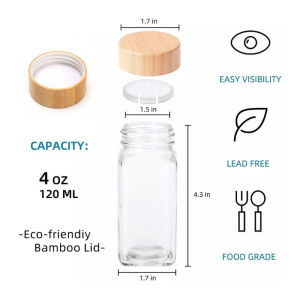 120ml Glass Spice Jar Shaker Condiments Seasoning Container Spice Organize Kitchen Storage