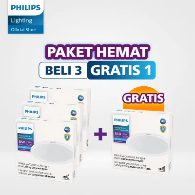 Philips Lampu Panel LED Paket Lampu Lebih Cuan Beli 3 Gratis 1 LED Downlight DL190B 10W 6500k Putih