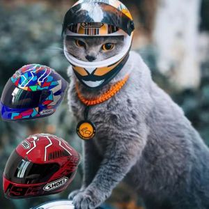 R1A9M Hard Pet Motorcycle Helmet Plastic Head Protecting Full Face Pet Hat Riding Puppy Cap Cool Pet Helmet for Small Dogs