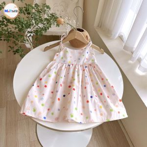 VÁY BÉ GÁI HAI DÂY CHẤM BI CẦU VỒNG - MT2502