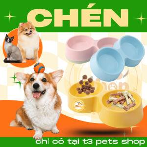 Chén nhựa đôi tròn màu Pastel Basic cho chó mèo - T3 PETS SHOP