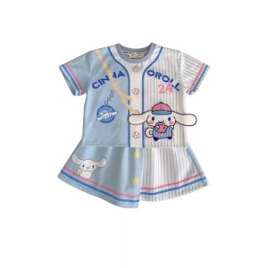 ชุดกีฬาแขนสั้นเด็กผู้หญิงฤดูร้อน ชุดการ์ตูนเด็กใหม่ เสื้อยืด เดรสน่ารัก