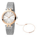 Esprit Brooklyn Rose Gold Set Silver Stainless Steel Analog Quartz Watch For Women EES1L331M0115. 