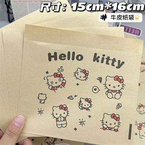 Hello Kitty Kraft Paper Ziplock Bag Self Sealing Packaging BagHelloKitty牛皮纸袋不透明自封包装袋加厚大容量打包材料礼品袋