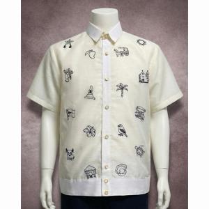 【 PREMIUM 】KULTURA - Modern Polo Jacket Barong Piña Jusilyn Short Sleeves Embroidery