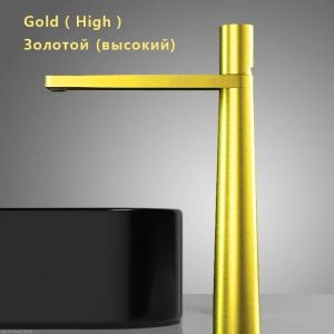 Modern Basin Faucet Brushed Gold Brass Bathroom Mixer Faucet Grey Washbasin Faucet Single Handle Single Hole Wash Sink Water Tap