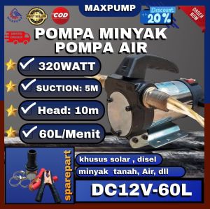 MAXPUMP DC12V Pompa Minyak Oli Transfer Pump Stainlis Solar Electric Pump sedot minyak Diesel Air
