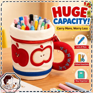 Teacup Pencil Case Cute Apple Cartoon Large Capacity Stationery Organizer Beg Simpan Pensel Cute Creative Stationery