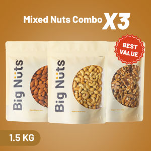 Big Nuts 1.5KG Mixed Nuts Combo (Almond & Cashew & Walnut) | Value Pack | Healthy Snack | Halal