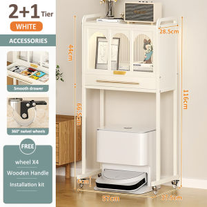 GSlife Living Room Sweeping Robot Storage Rack Cabinet with Door Kitchen Racks Organizer With Pulley Dust Prevention