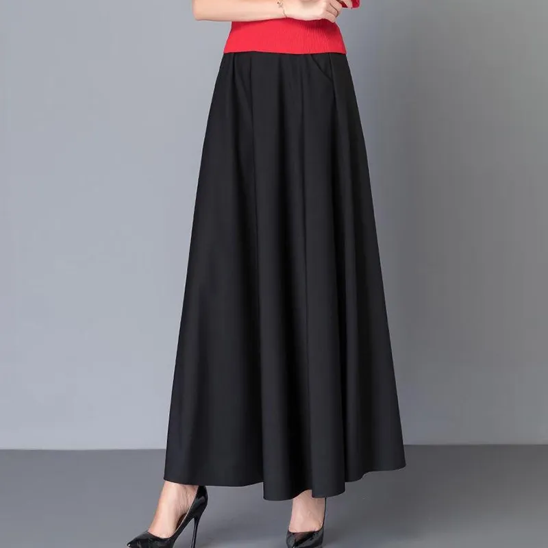 Long skirt for women High Waist Skirt Plus Size Loose Pleated A