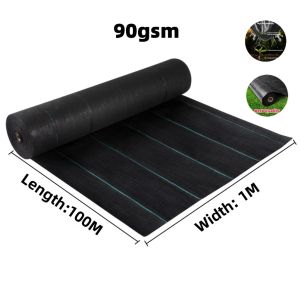100gsm 200m Weedmat Control Penutup Penghalang Pelapik Pencegah Tanah Bumi Rumpai Alas Rumput plastik penutup tanah 防草布