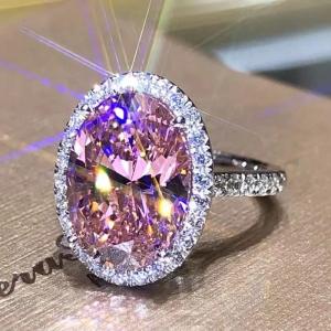 11.11 Pink Cubic Zirconia Ring Suitable for Womens Engagement Wedding Luxury Accessories Sparkling Silver Fashion Jewelry h2610