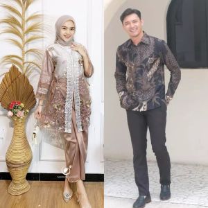 Maiza Couple Oneset Tulle Gardenia Warna Mix Renda Full Chantily Halus Setelan Inner Outer Rok Kemeja Batik