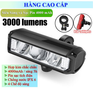 Bảo hành 6 tháng - Đèn pha led xe đạp thể thao hiện đại cao cấp NEWBOLER 3000 Lumen 4000 mAh IPX6 sạc pin với ánh sáng cắt siêu sáng  đèn pha xe đạp đường trường đường phố