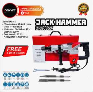 DEKWE JACK HAMMER DRILL BOBOK BETON DK8035X COR TEMBOK HEX PIPIH LANCIP BOR GARANSI RESMI