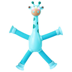 LED Telescopic Suction Cup Giraffe Toy Cartoon Light Pop Tubes Toys Fun Kids Toy Gifts Educational Toys Mainan Bayi