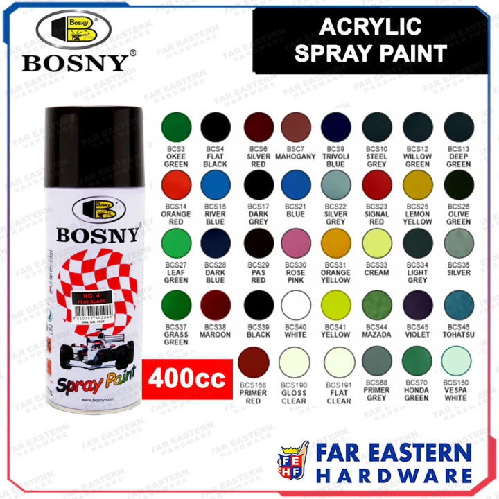 BOSNY Acrylic Spray Paint Red | Black | Blue | Green | Gray | White ...