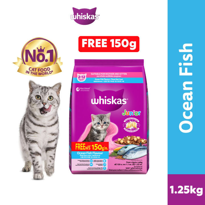 WHISKAS Junior Ocean Fish Flavor with Milk Kitten Food Dry