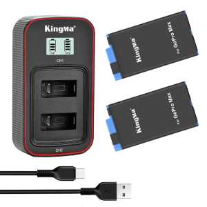 [KingMa] GoPro Max Action Camera Replacement Battery / Set / LCD Display Dual Charger
