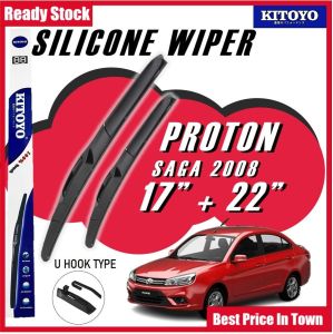 KITOYO Premium Nano Silicone Car Wiper Windshied For Proton Saga 2008 2015 2021 2022 pengelap kereta 雨刮 17 Inch + 22 Inch Hujan