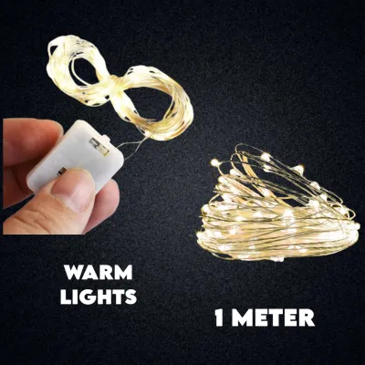 ELFS ATTIC - FAIRY LIGHTS - COLORED WARMWHITE COLOR --- for decorations accents gifts box ( 1 meter 2 meter 3 meter )