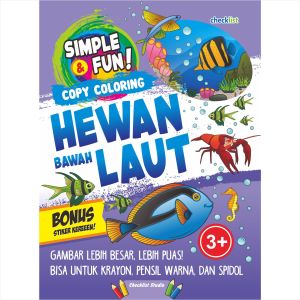 Buku Mewarnai Anak Simple Fun Copy Coloring Hewan Bawah Laut Bonus Stiker