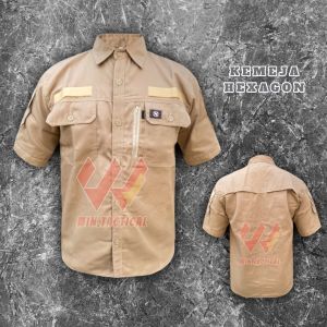 Kemeja Tactical Hexagon Kemeja Lapangan Bahan Drill Cotton - Kemeja Kantor - Kemeja Outdoor - Hem Pria Murah - Acara Formal Dan Casual Bisa - Kemeja Taktikal Lengan Pendek